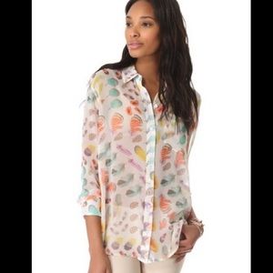 Sold out: Equipment Daddy Button Blouse Feather Print
